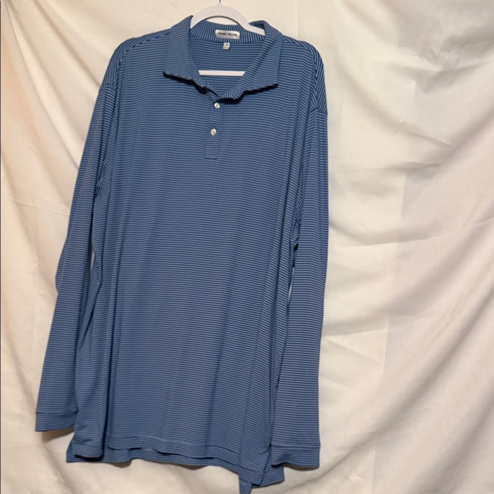 Peter Millar Men's Blue Striped Polo Shirt 3XL